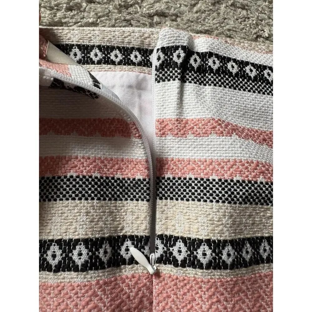 Loft Women's Pink/White/Black Striped Mini Skirt Size 14 NWT